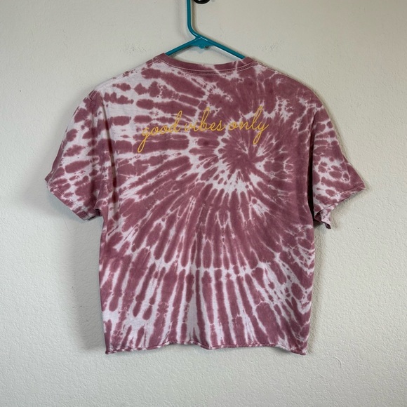 Fifth Sun Pink Tie Dye Mushroom Graphic Short Sleeve Baby Tee T Shirt Size MED - Picture 5 of 9